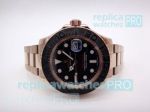 Replica Rolex Yacht Master Black Dial Rose Gold Strap Watch